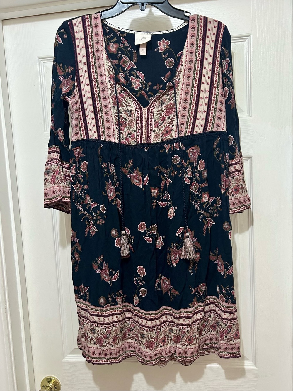 Knox Rose Navy Dress with Pink Floral Print